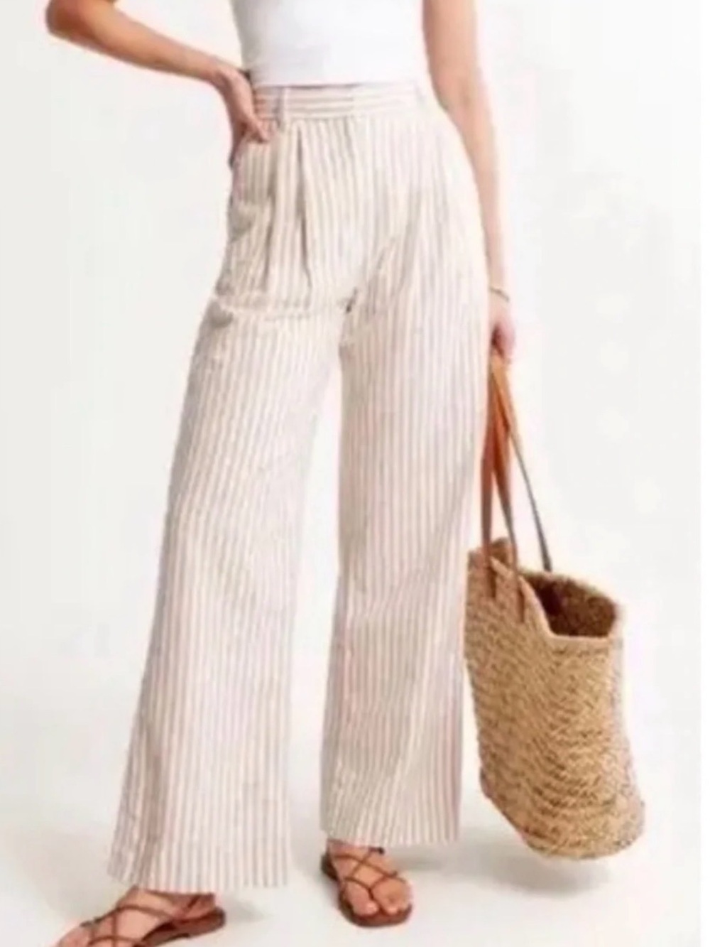 Abercrombie & Fitch High-Rise Wide-Leg Striped Linen